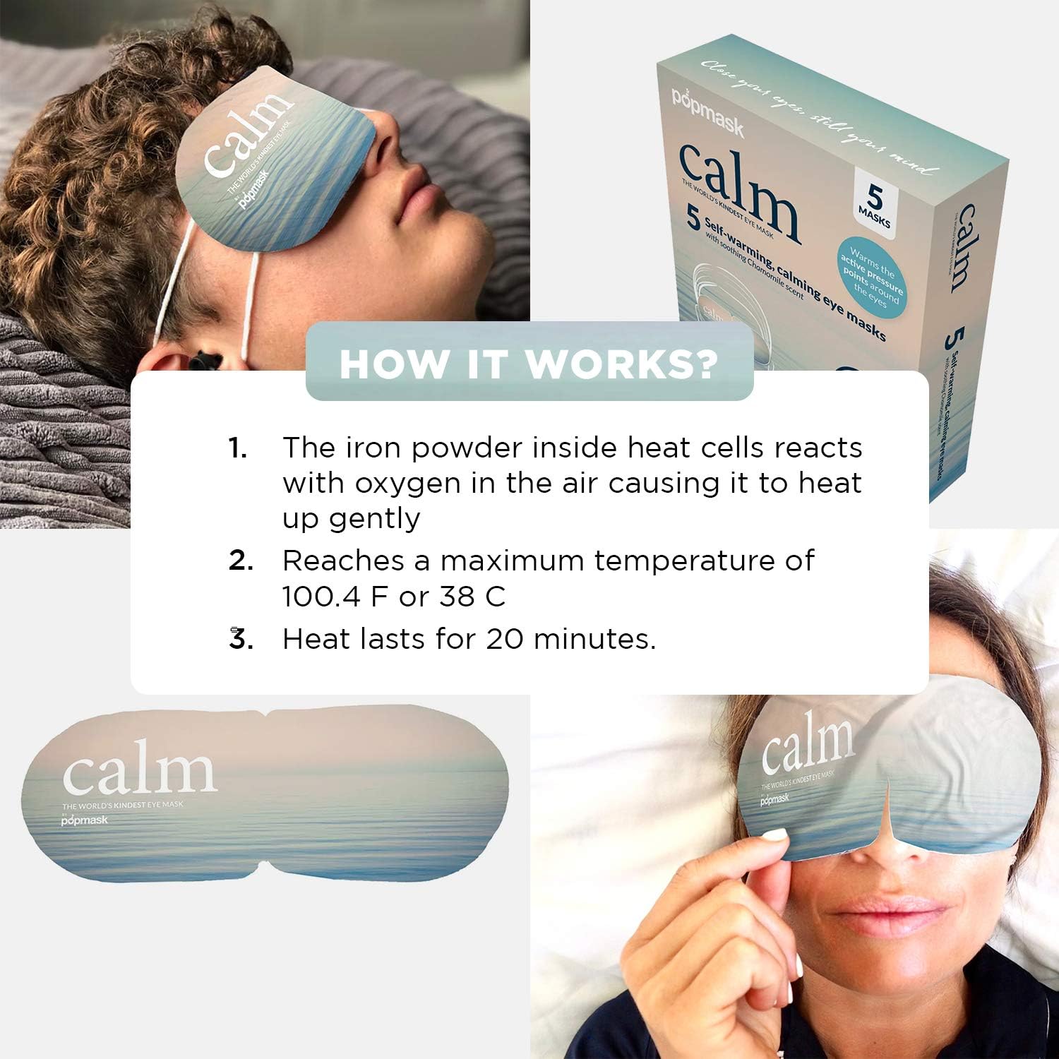 Pop Mask Calm 5 Self Heating Steam Eye Mask