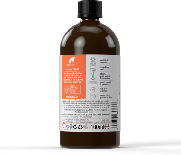 Dr Organic Soothe And Hydrate Pure Sweet Almond Oil 100ml