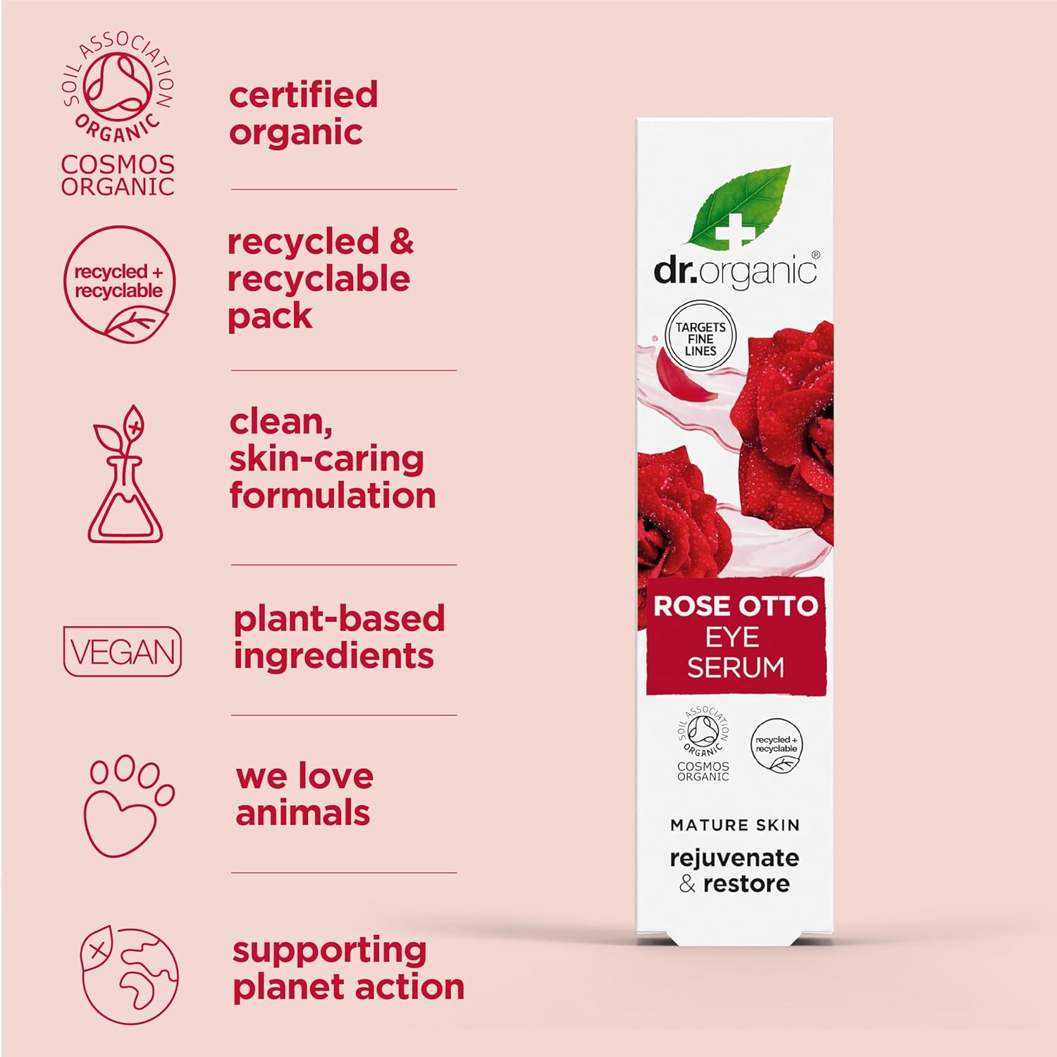 Dr Organic Bioactive Skincare Organic Rose Otto Eye Serum 15ml