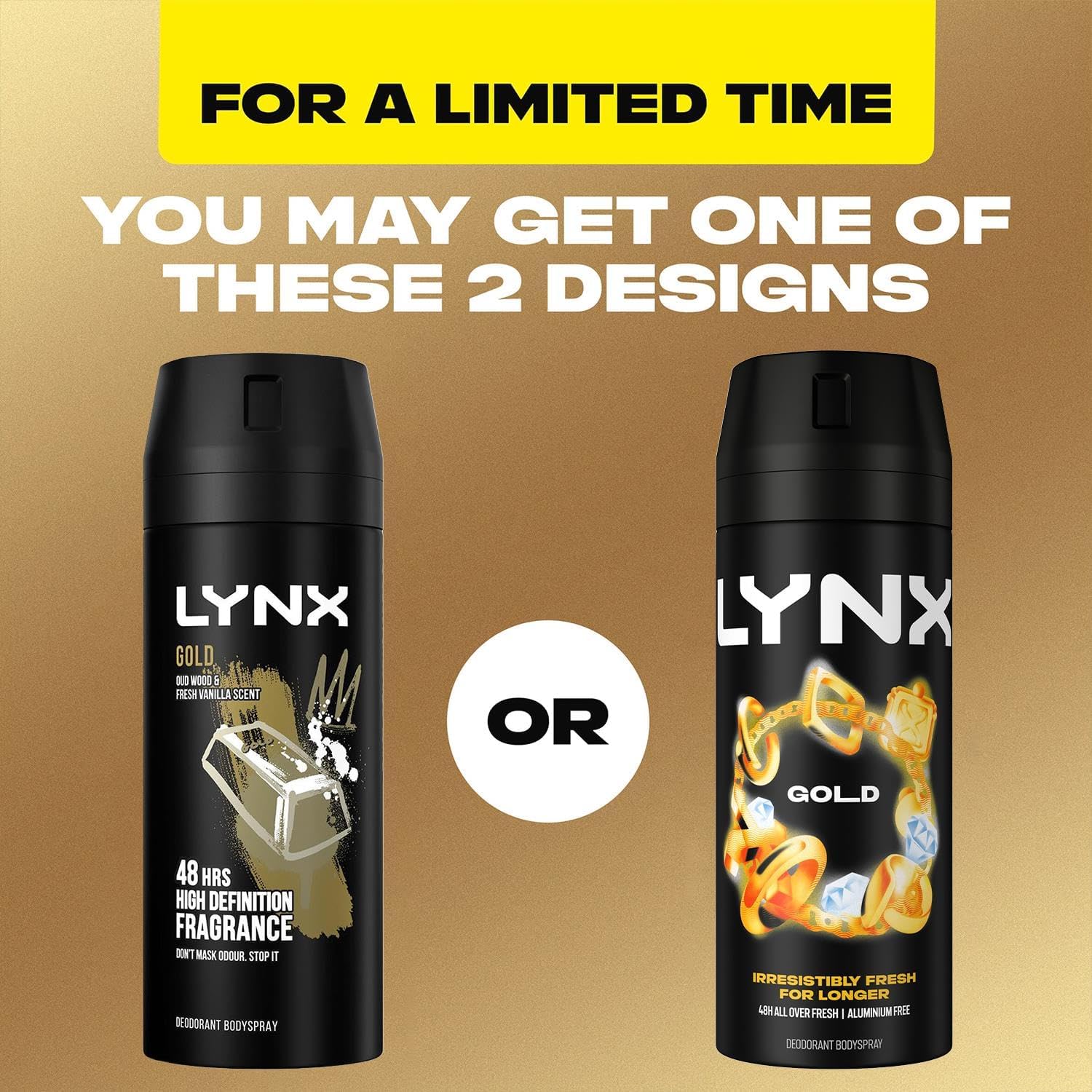 Lynx Gold Oud Wood And Dark Vanilla Deodorant Bodyspray 150ml
