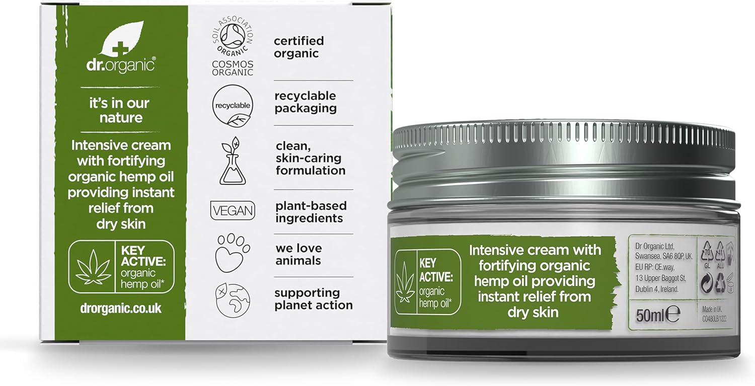 Dr Organic Bioactive Skincare Hemp Oil Rescue Cream 50ml