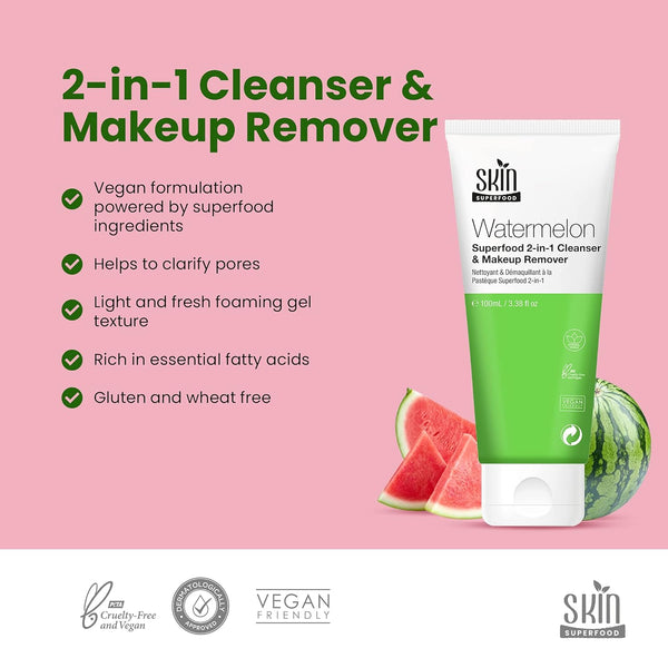Skin Superfood Watermelon Superfood 2 In 1 Cleanser And Makeup Remover 100ml