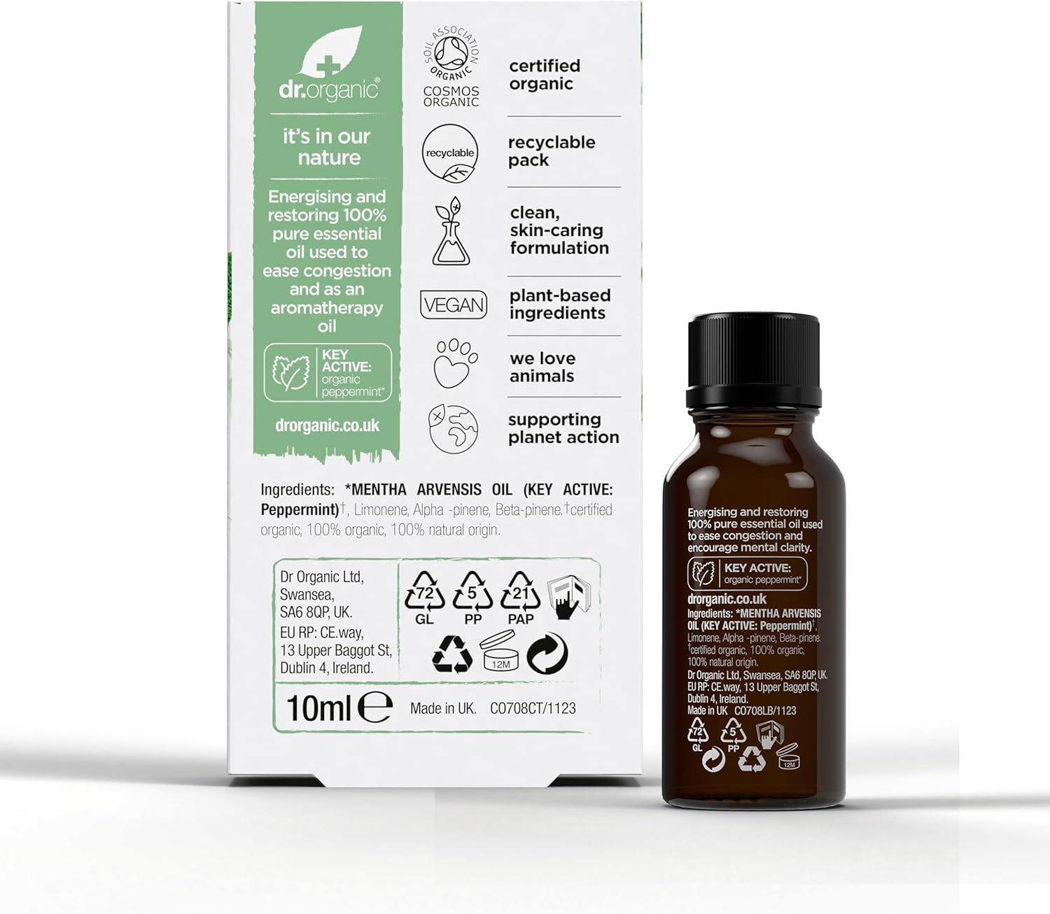 Dr Organic Energise And Restore Peppermint Oil 10ml