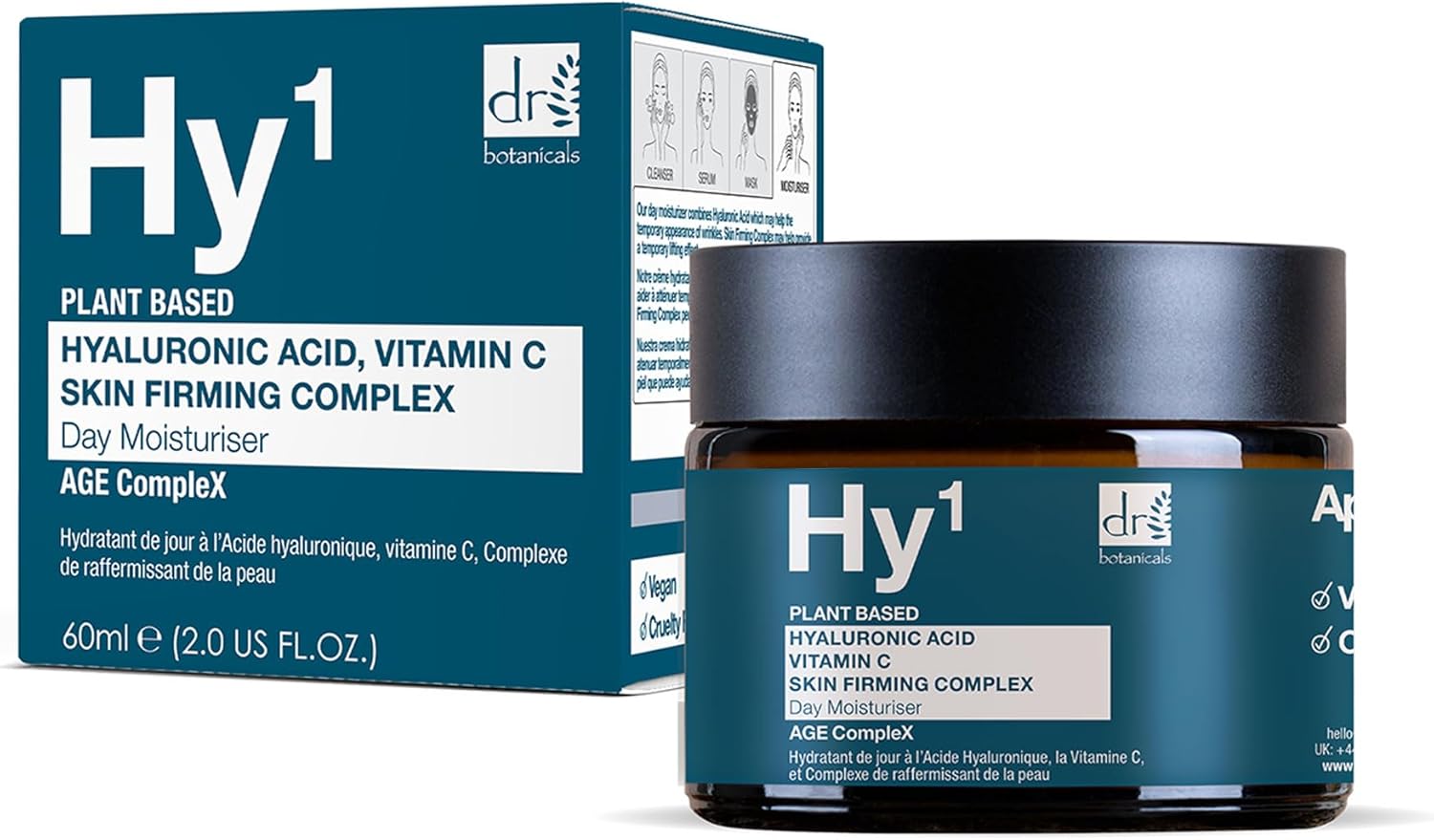 Dr Botanicals Hy1 Plant Based Hyaluronic Acid Vitamin C Day Moisturiser 60ml
