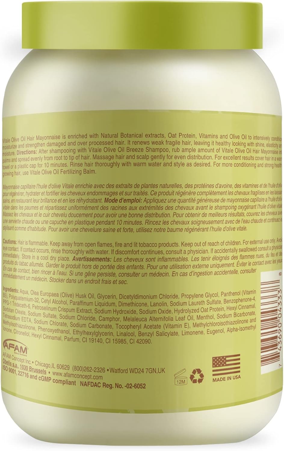 JF Labs Vitale Olive Oil Hair Mayonnaise 853g