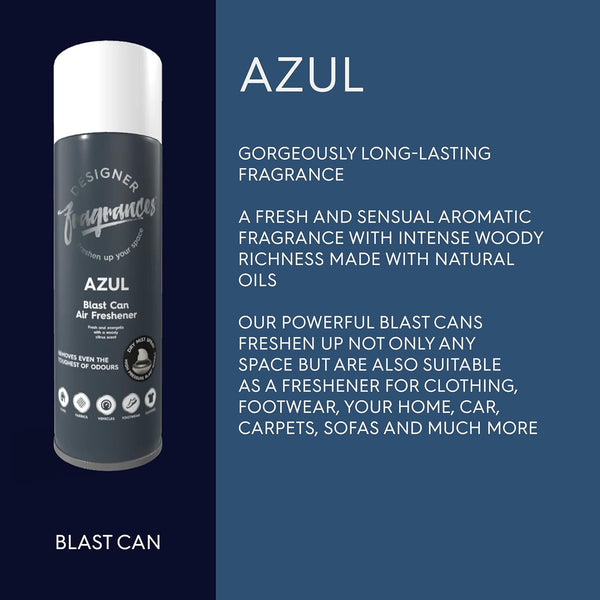 Designer Fragrances Blast Can Air Freshener And Sanitiser Azul 400ml