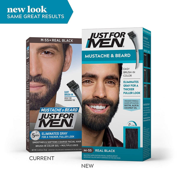 Combe International Just For Men Mustache & Beard Brush In Color Gel -Real black