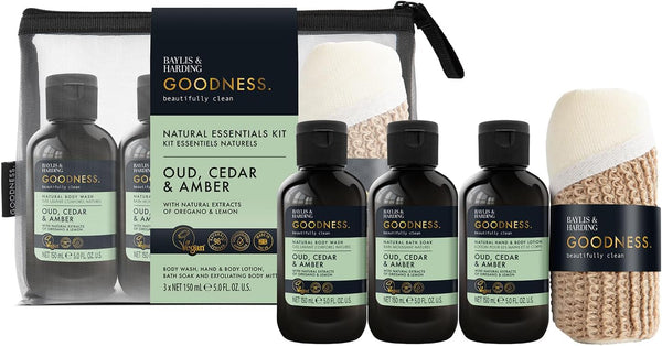 Baylis And Harding Goodness Oud Cedar And Amber Natural Essentials Kit