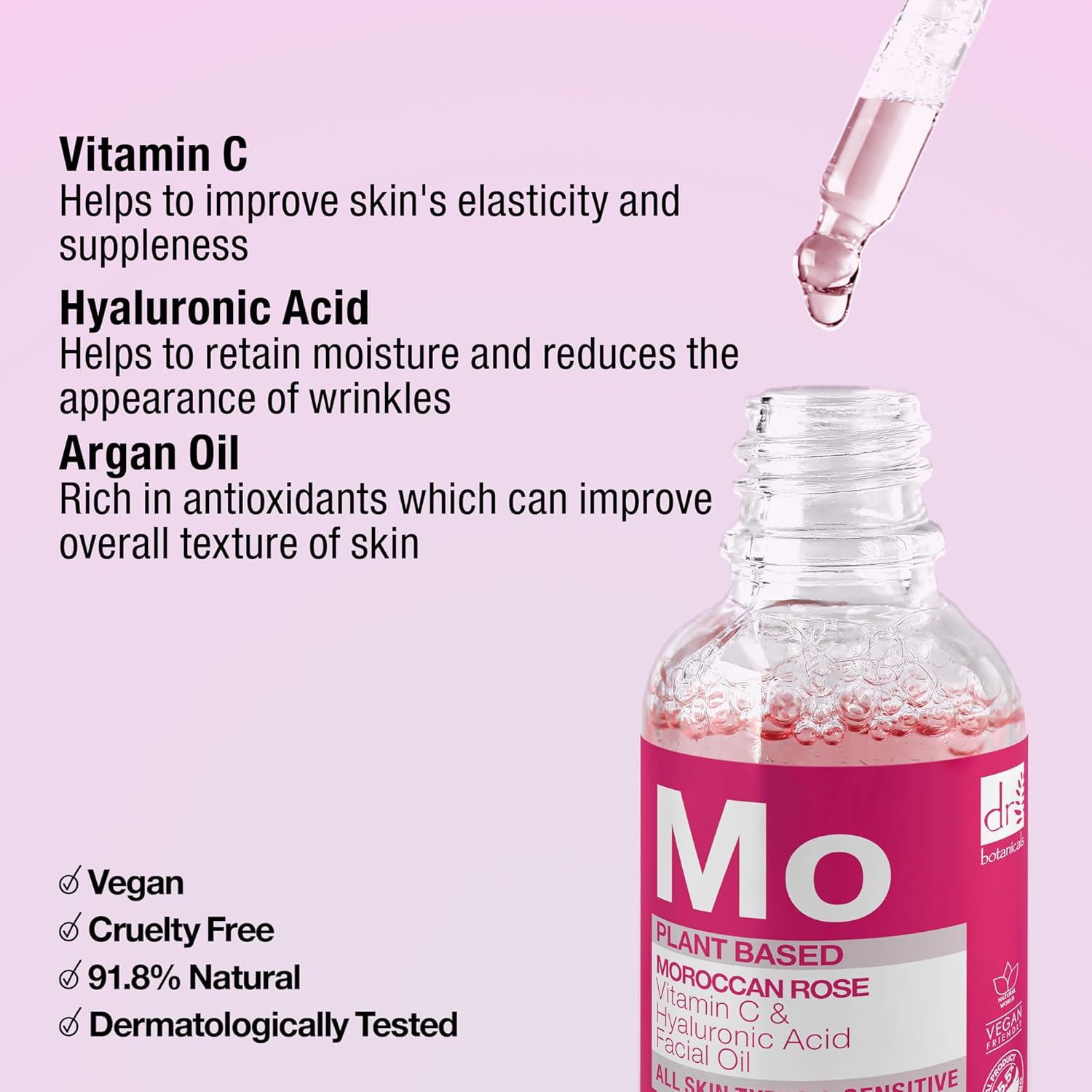 Dr Botanicals Mo Moroccan Rose Vitamin C & Hyaluronic Acid Facial Oil 15ml / 30ml