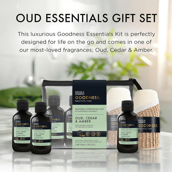 Baylis And Harding Goodness Oud Cedar And Amber Natural Essentials Kit