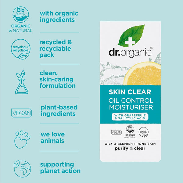 Dr Organic Skin Clear Oil Control Moisturiser 50ml - Afro Hair Boutique