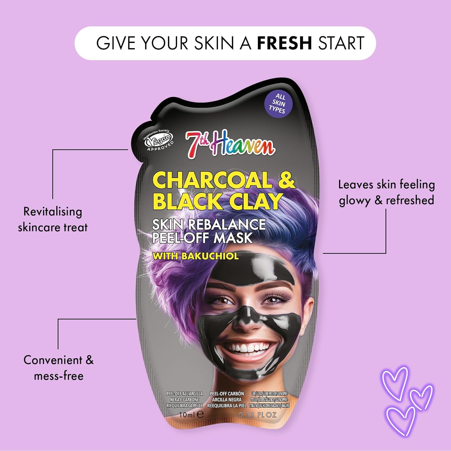 Montagne Jeunesse 7Th Heaven Charcoal And Black Clay Skin Rebalance Peel Off Mask
