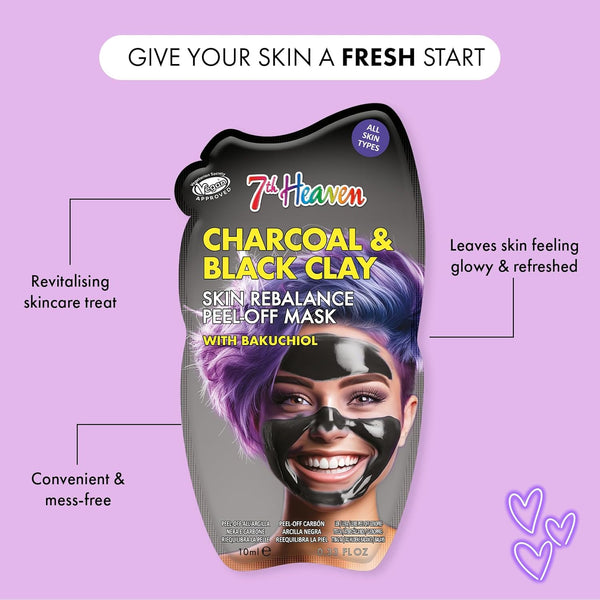 Montagne Jeunesse 7Th Heaven Charcoal And Black Clay Skin Rebalance Peel Off Mask