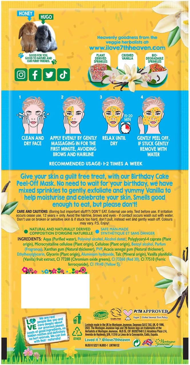 Montagne Jeunesse 7Th Heaven Birthday Cake Peel Off Mask