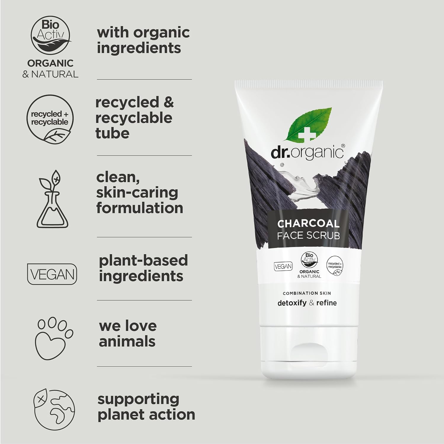 Dr Organic Bioactive Skincare Activated Charcoal Deep Cleansing Face Scrub