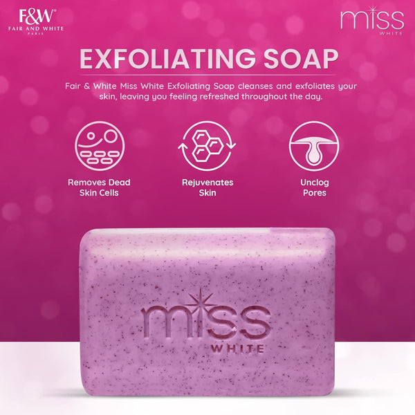 F & W Miss White Beauty Active Exfoliating Soap 200g - Afro Hair Boutique