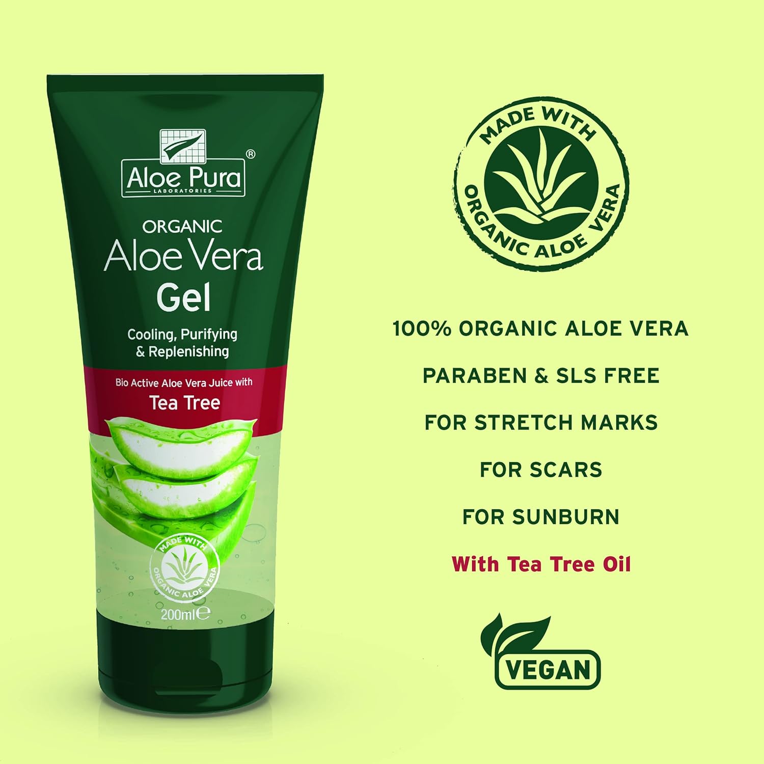 Aloe Pura Aloe Vera Gel With Tea Tree 200ml