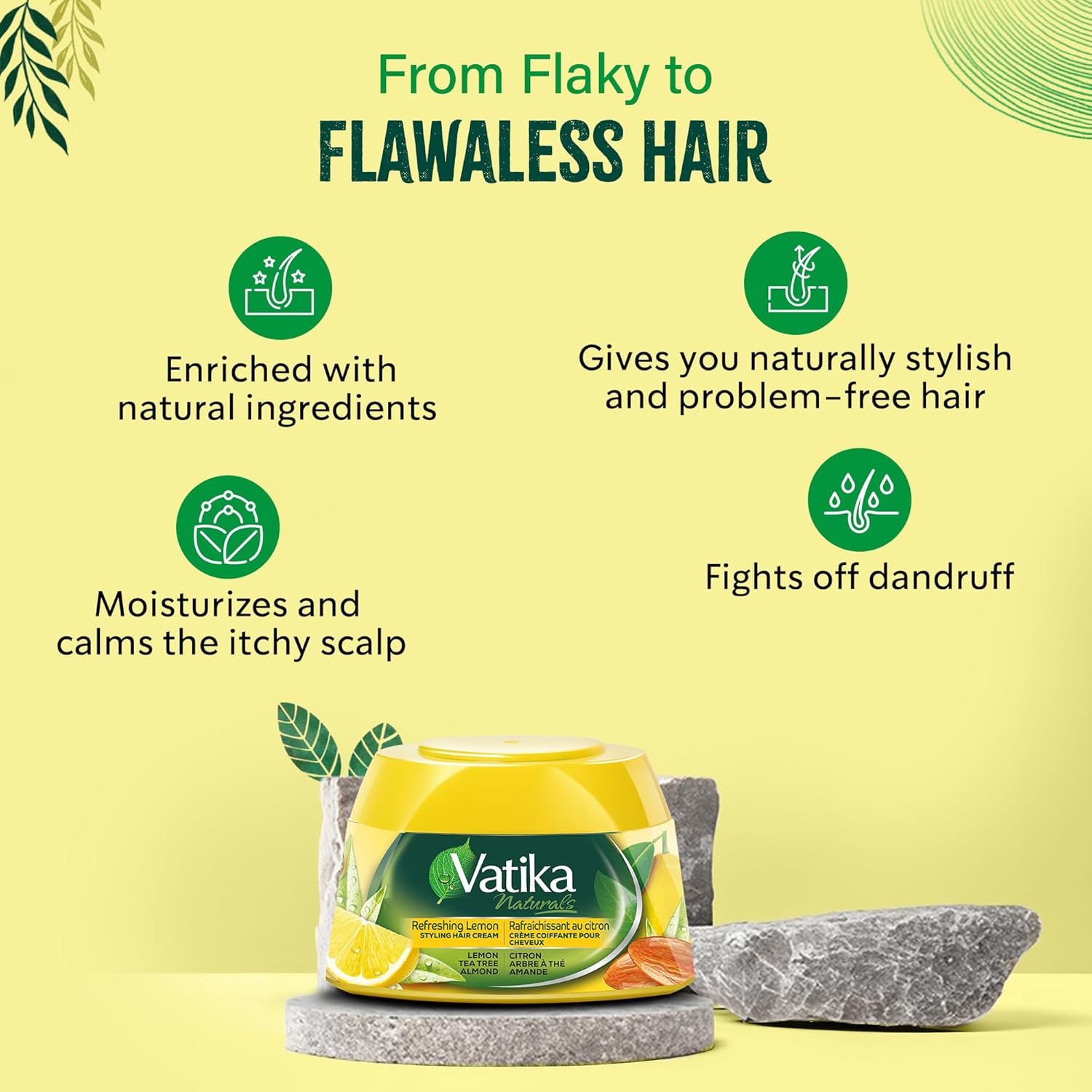 Dabur Vatika Naturals Lemon Tea Tree And Almond Styling Hair Cream 210ml