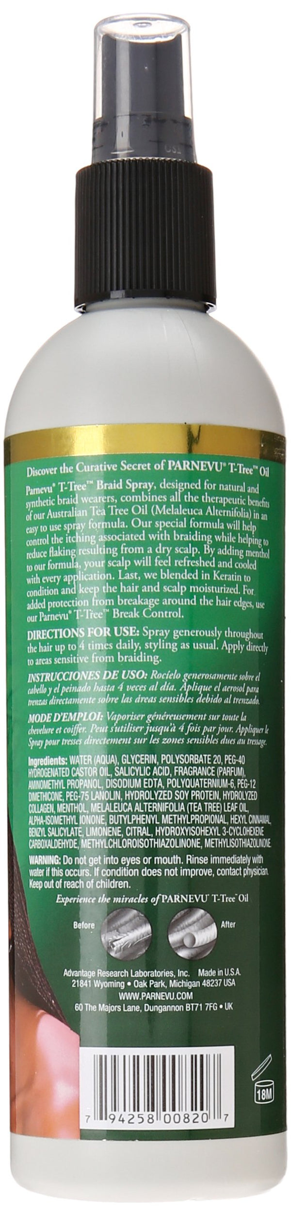 Parnevu T Tree Cooling Relief Braid Sheen Spray 354ml - Afro Hair Boutique