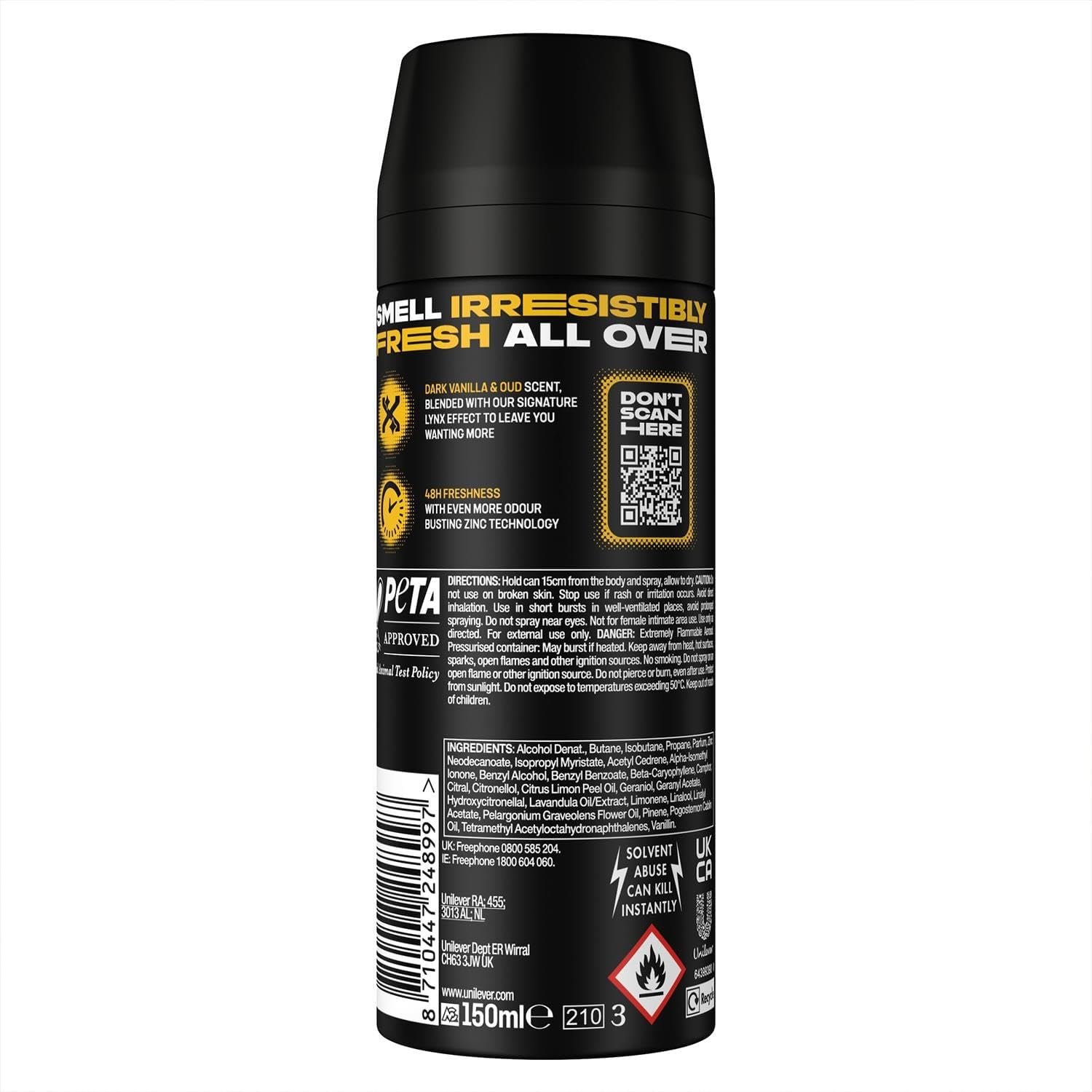 Lynx Gold Oud Wood And Dark Vanilla Deodorant Bodyspray 150ml