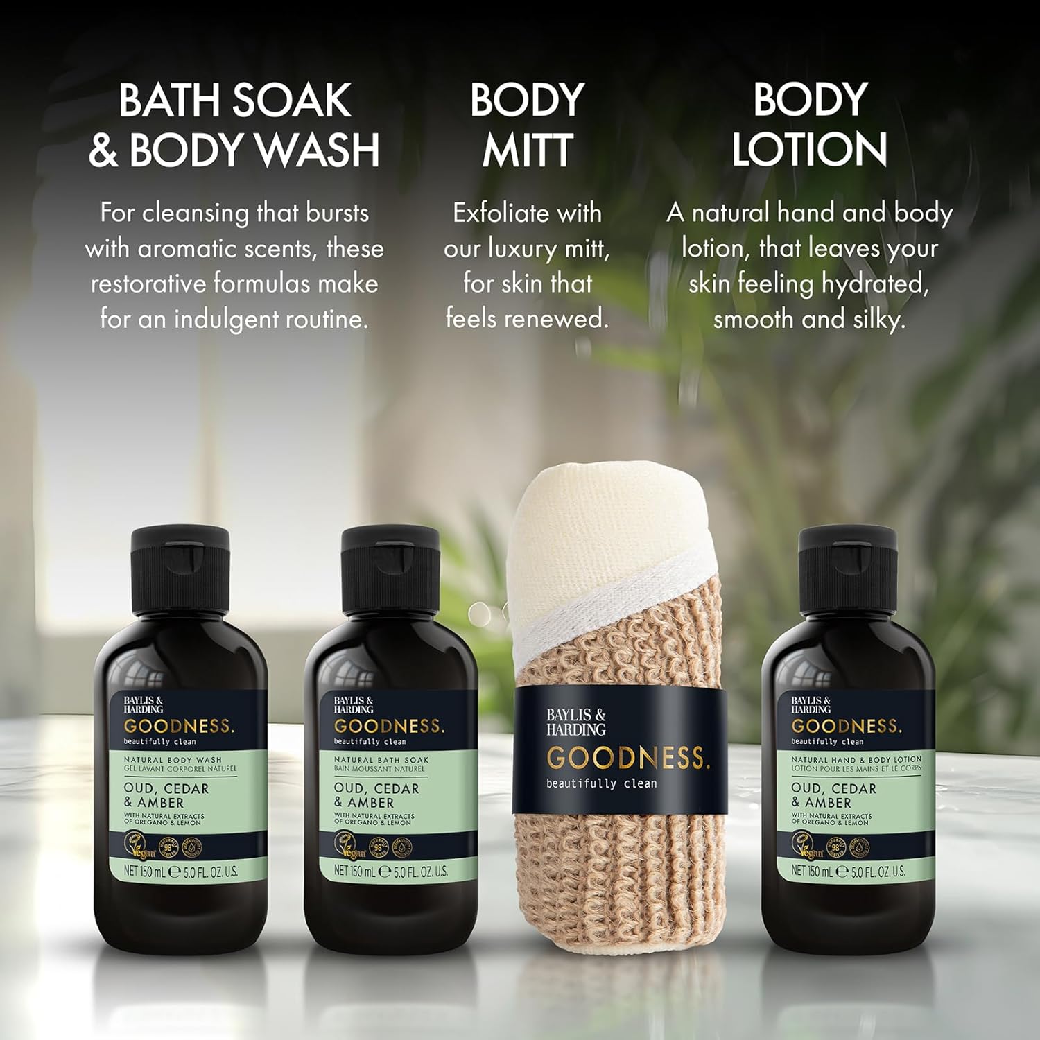 Baylis And Harding Goodness Oud Cedar And Amber Natural Essentials Kit