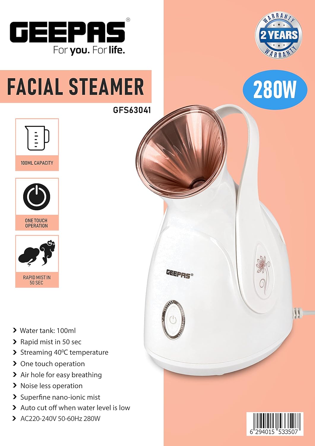 Eden Geepas Professional Face Steamer GFS63041UK