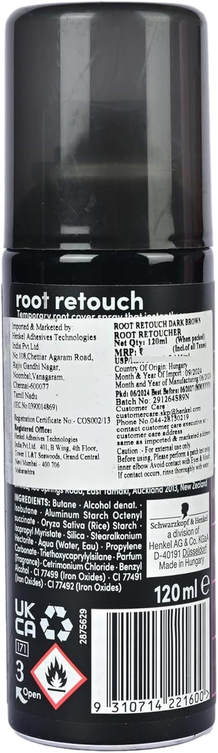 Schwarzkopf Root Retouch Temporary Root Cover Spray Dark Brown 70g - Afro Hair Boutique