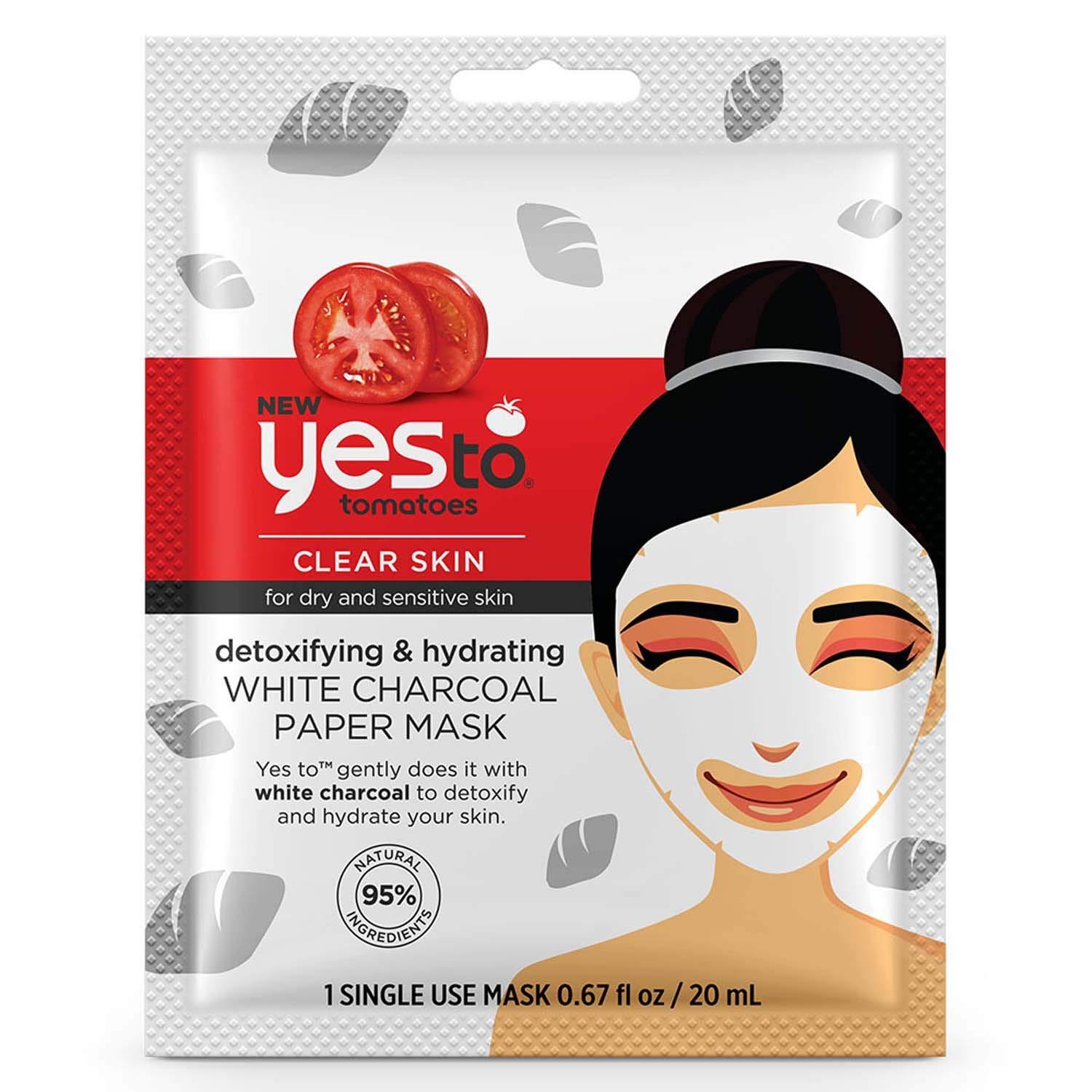 Yes To Tomatoes Detoxifying And Hydrating White Charcoal Paper Mask 20ml