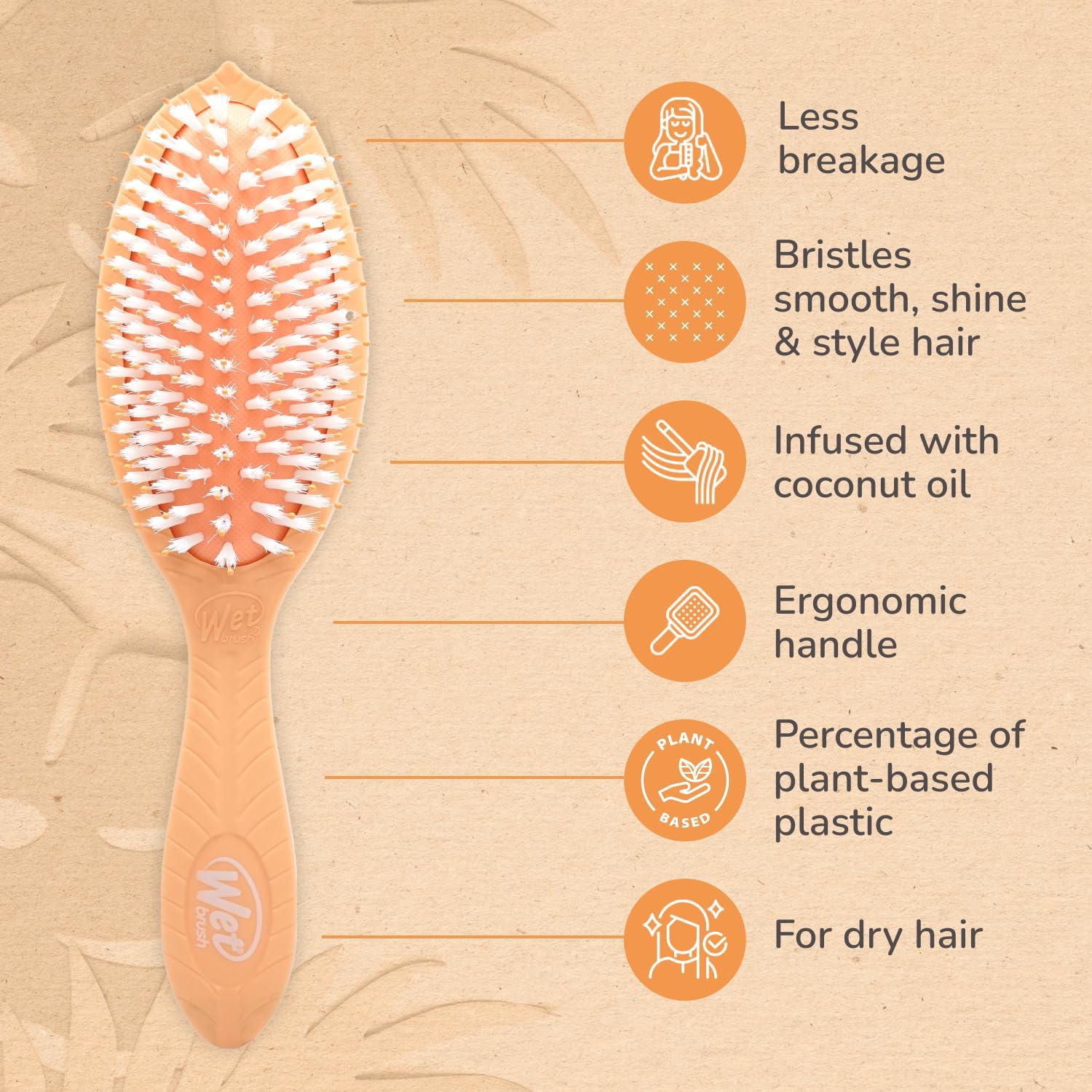 Wet Brush Go Green Coconut Oil Infused Treatment And Shine Brush