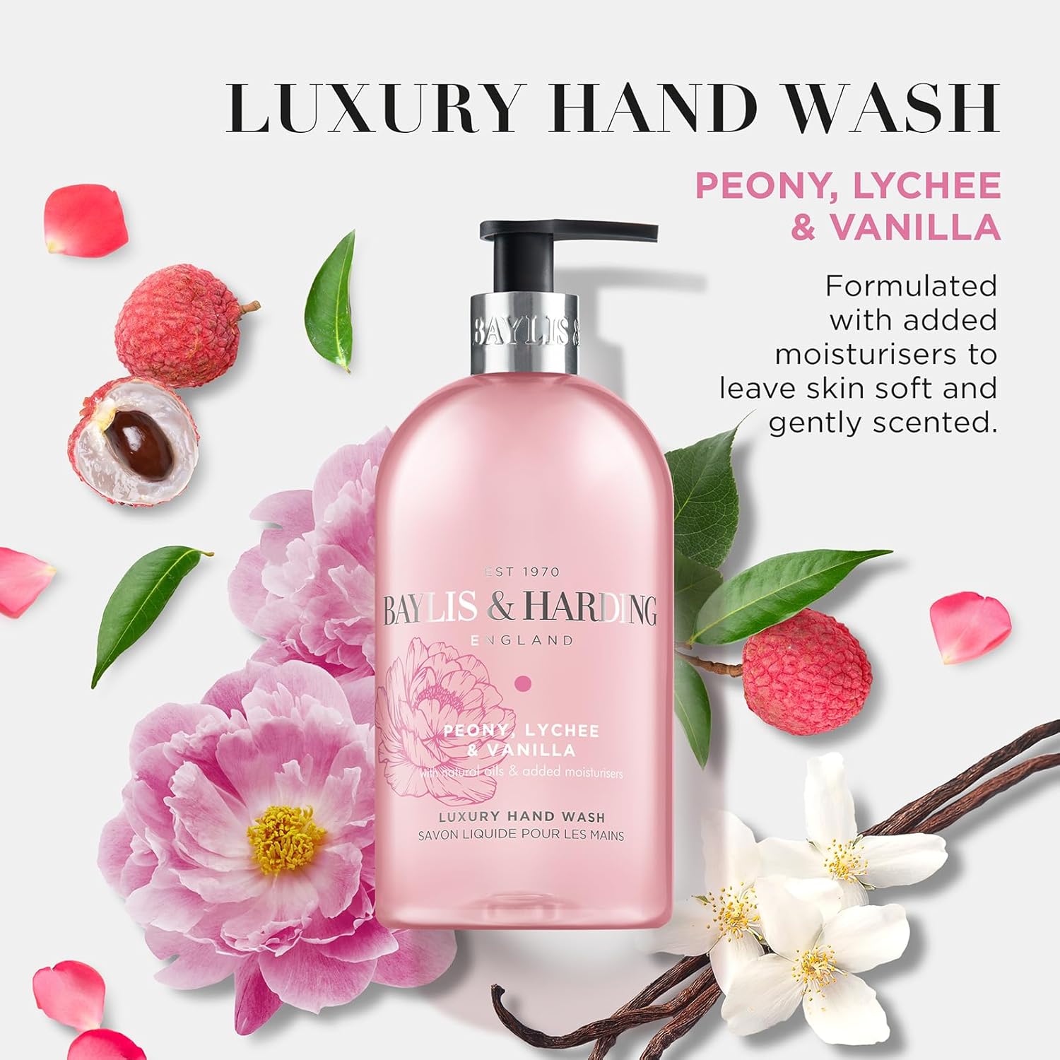 Baylis And Harding Peony Lychee And Vanilla Luxury Hand Wash 500ml
