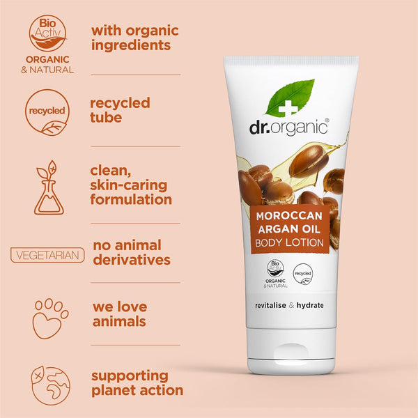 Dr Organic Bioactive Skincare Organic Moroccan Argan Oil Skin Lotion 200ml - Afro Hair Boutique