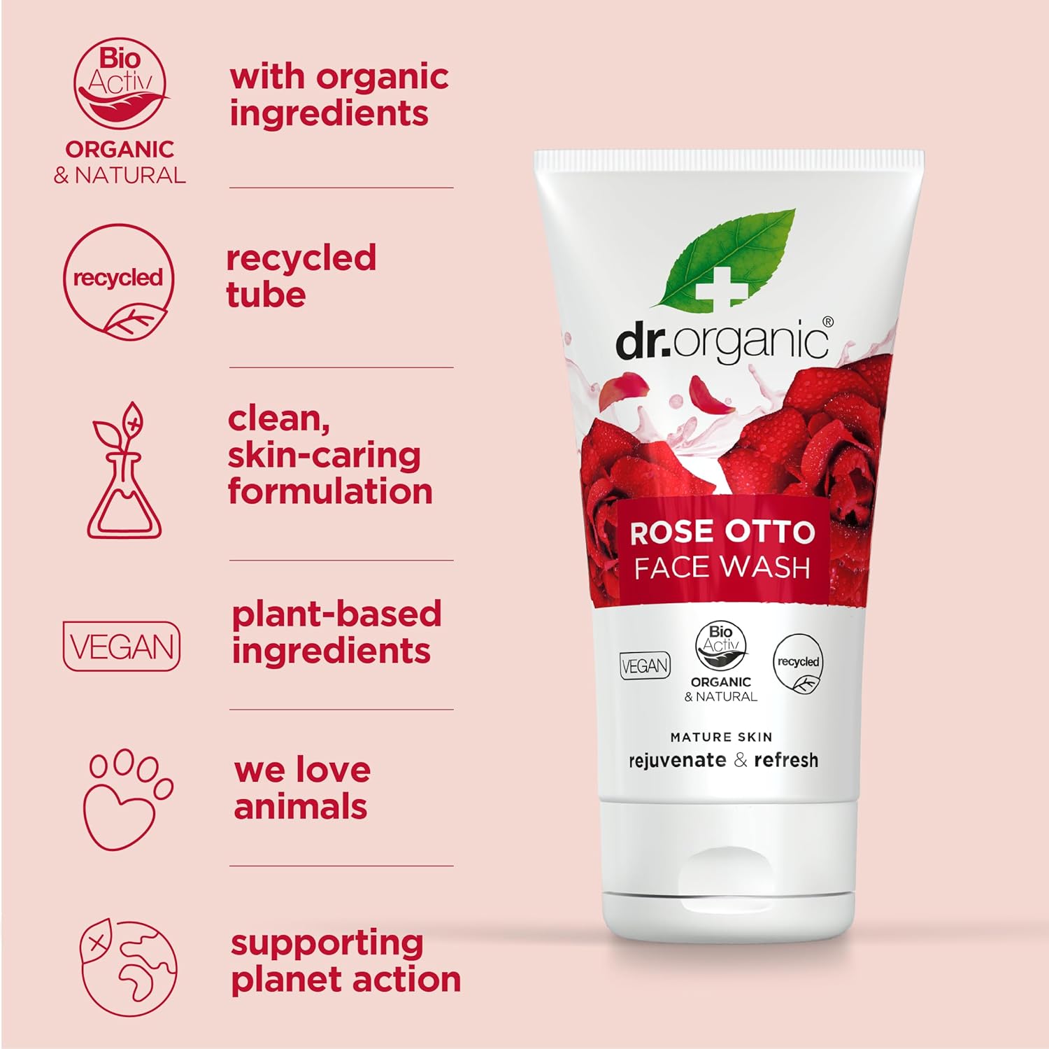 Dr Organic Bioactive Skincare Organic Rose Otto Face Wash 150ml