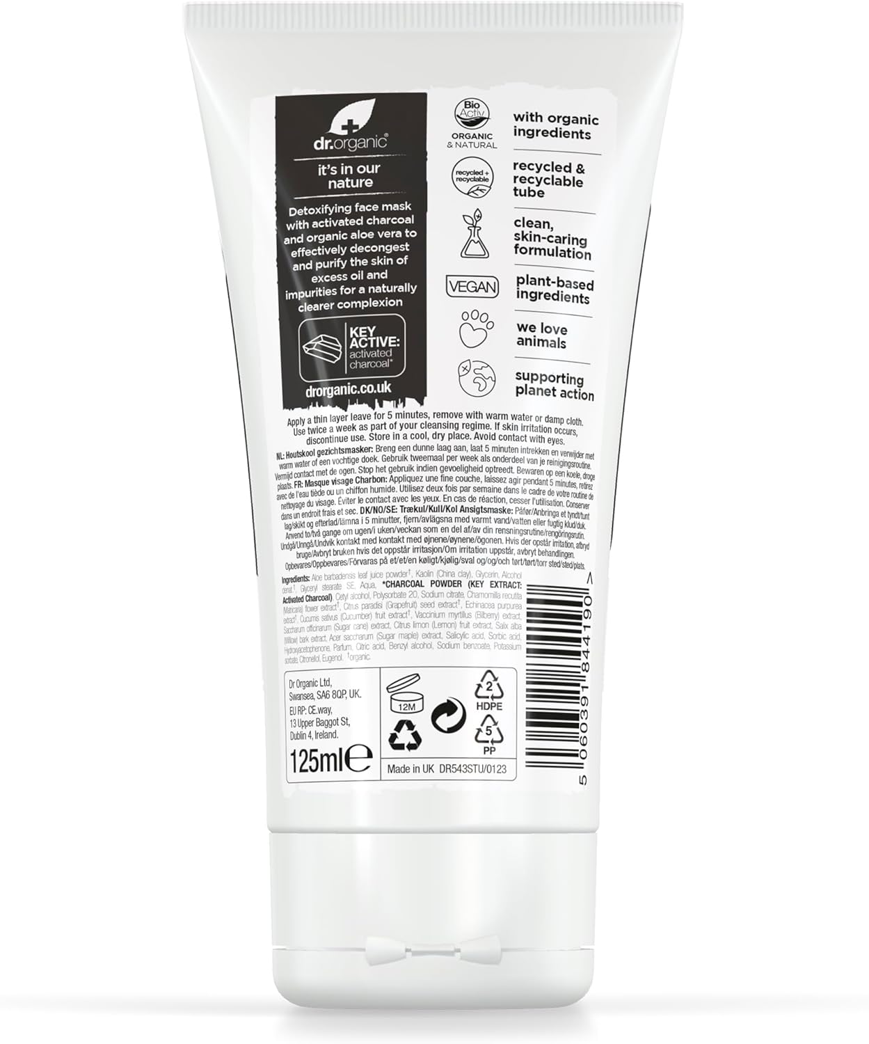 Dr Organic Organic Charcoal Face Mask 125ml - Afro Hair Boutique