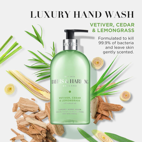 Baylis And Harding Vetiver Cedar And Lemongrass Luxury Hand Wash 500ml