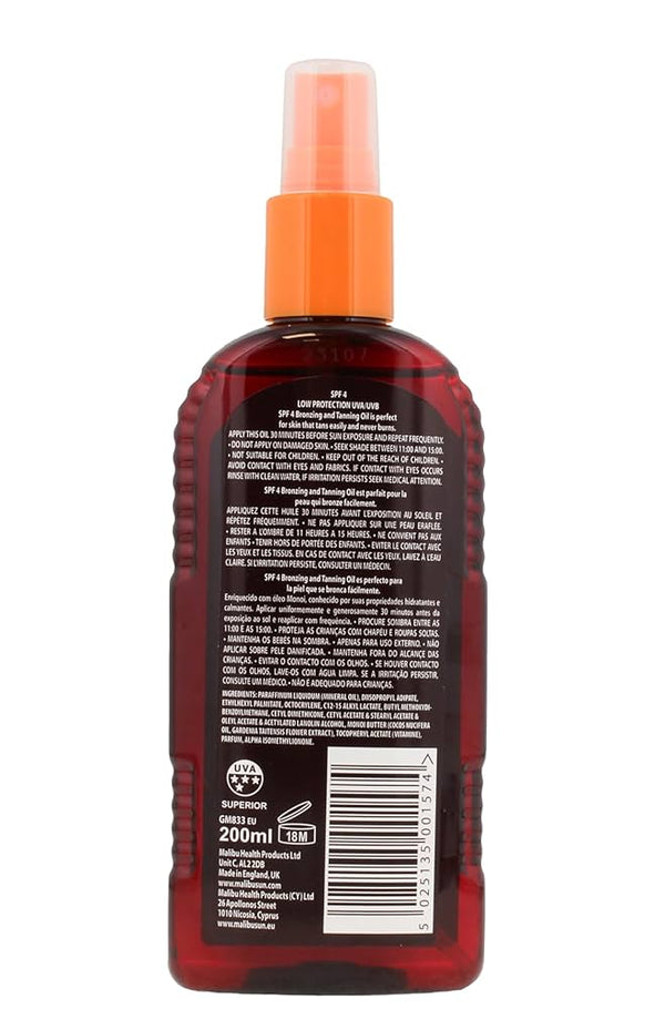 Malibu Bronzing Tanning Oil With Monoi Oil SPF4 200ml