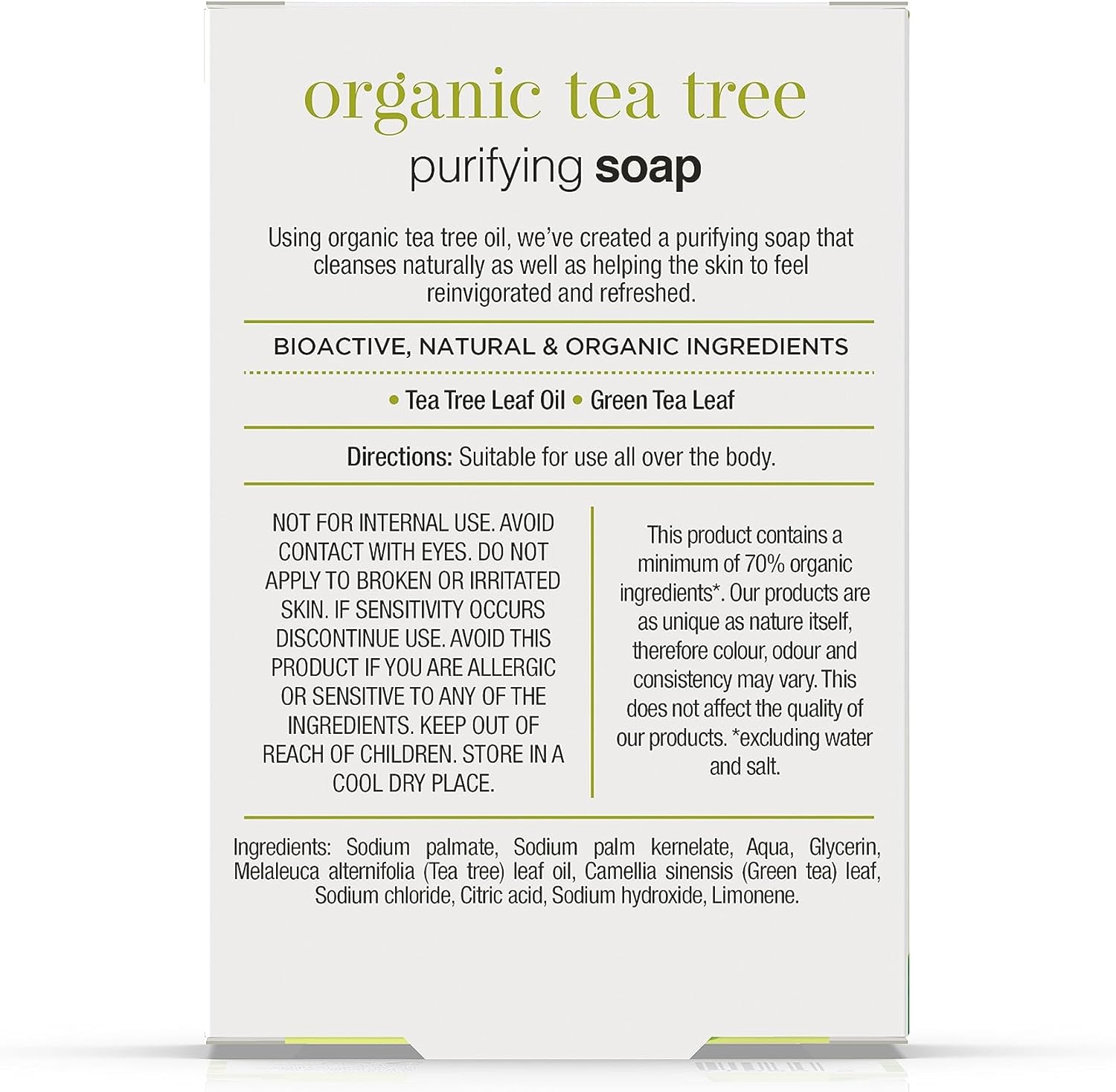 Dr Organic Bioactive Skincare Organic Tea Tree Soap 100g
