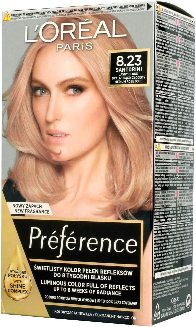 Loreal Paris Preference Permanent Color 8.23 Medium Rose Gold