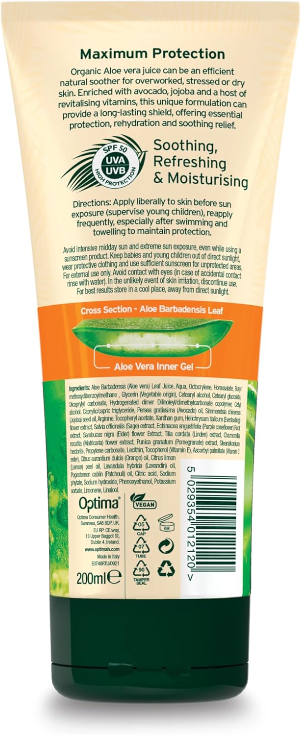 Aloe Pura Organic Aloe Vera Sun Lotion SPF50 200ml
