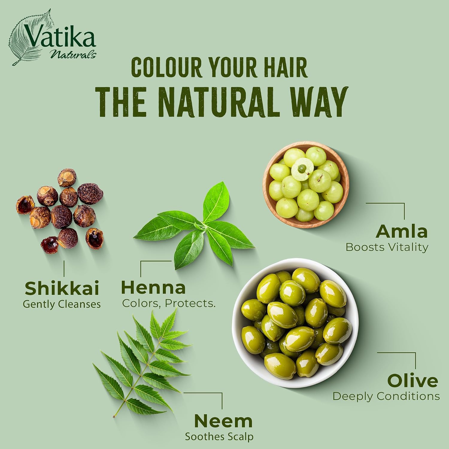 Dabur Vatika Dark Brown Henna Hair Colour Powder | NO AMMONIA - 60g