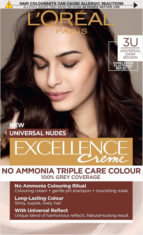 Loreal Excellence Creme No Ammonia Triple Hair Colour 3U Universal Dark Brown