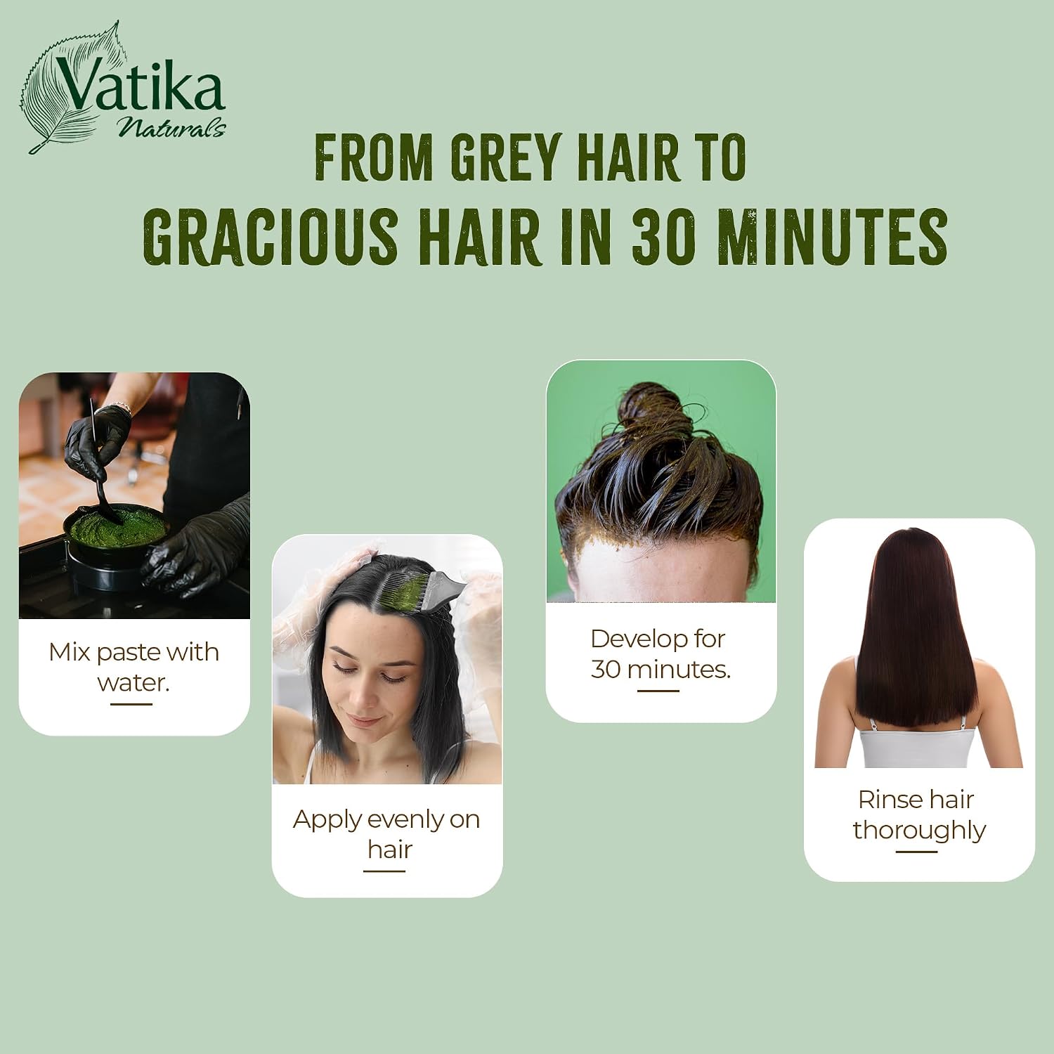 Dabur Vatika Dark Brown Henna Hair Colour Powder | NO AMMONIA - 60g