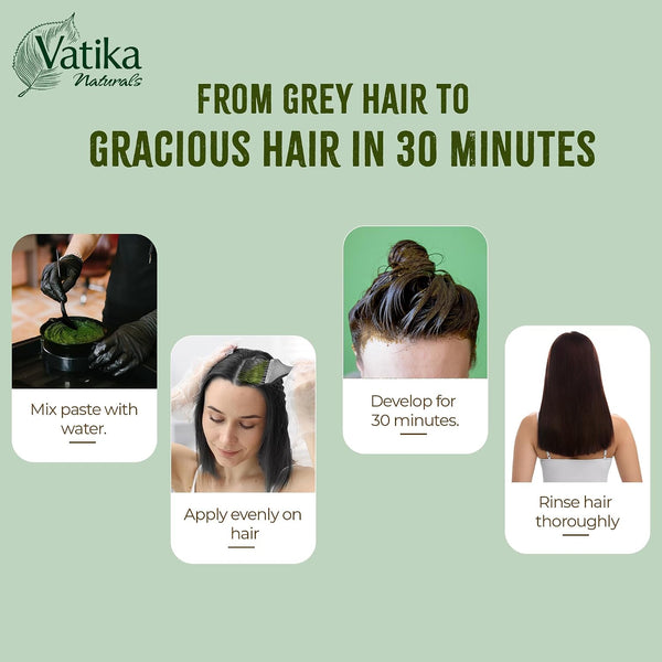 Dabur Vatika Dark Brown Henna Hair Colour Powder | NO AMMONIA - 60g
