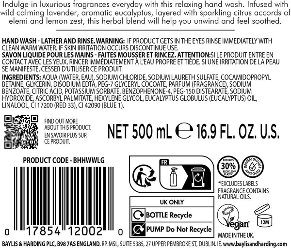 Baylis And Harding Wild Lavender And Geranium Luxury Hand Wash 500ml