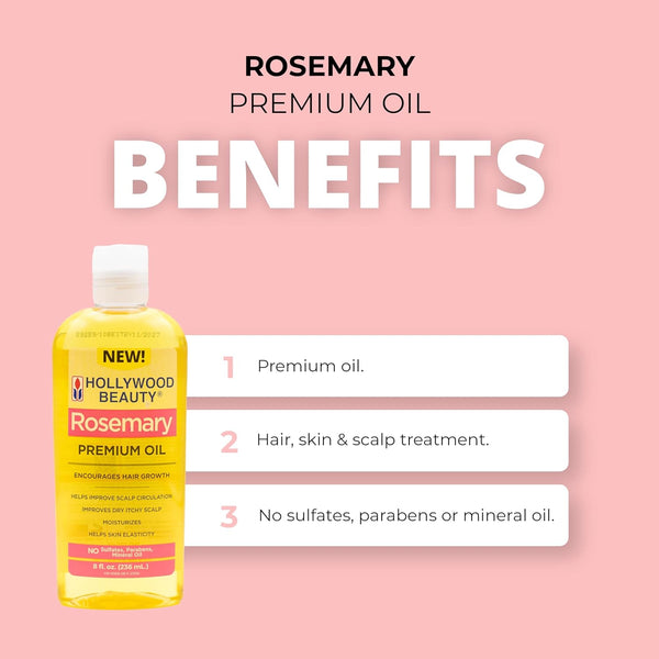Hollywood Beauty Rosemary Premium Oil 236ml - Afro Hair Boutique