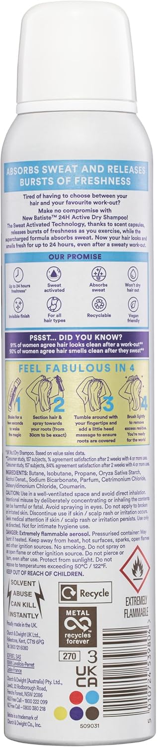 Batiste 24H Active Freshness Dry Shampoo 200ml