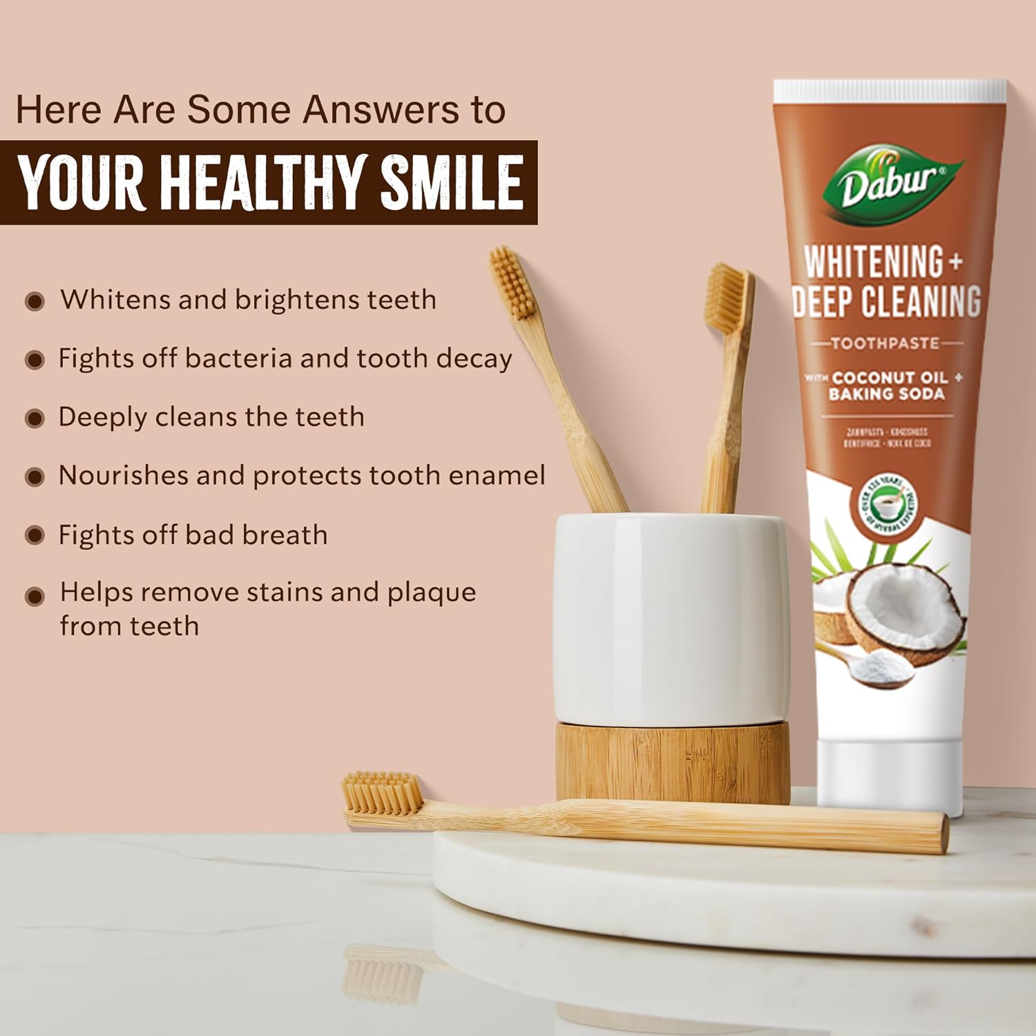 Dabur Whitening Deep Cleansing Coconut Oil And Baking Soda Toothpaste 100ml