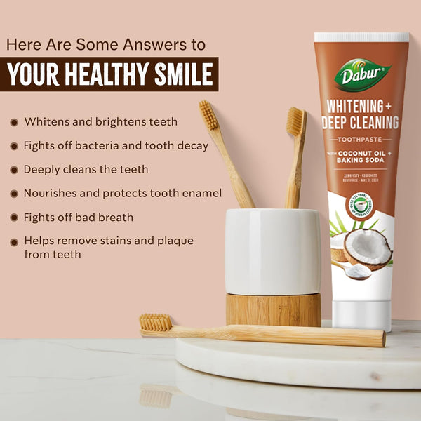 Dabur Whitening Deep Cleansing Coconut Oil And Baking Soda Toothpaste 100ml - Afro Hair Boutique