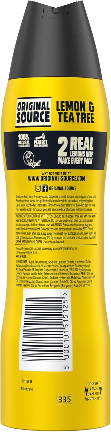 Original Source Zesty Lemon And Tea Tree 2 In 1 Shower And Shave Foam 200ml
