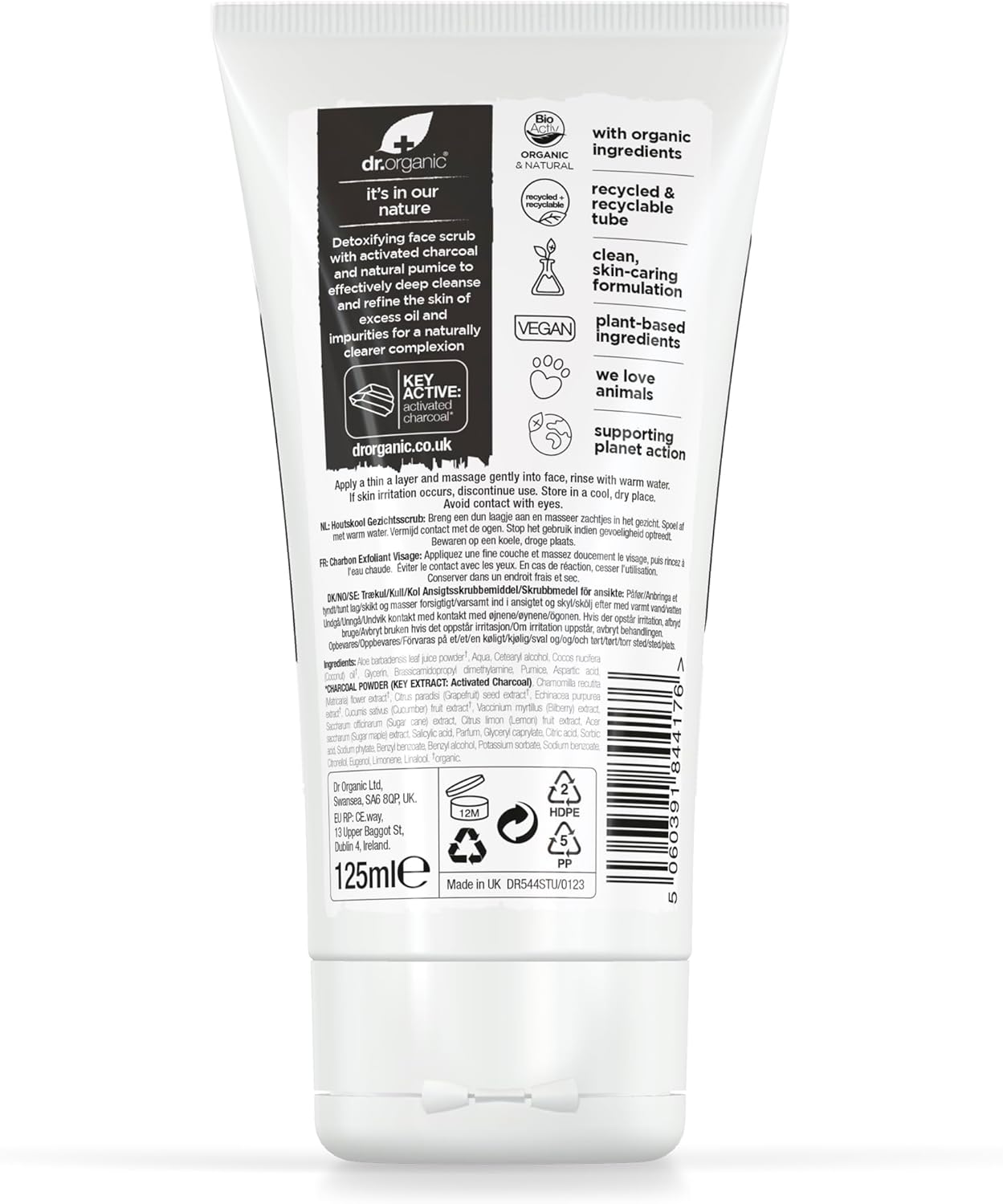 Dr Organic Bioactive Skincare Activated Charcoal Deep Cleansing Face Scrub