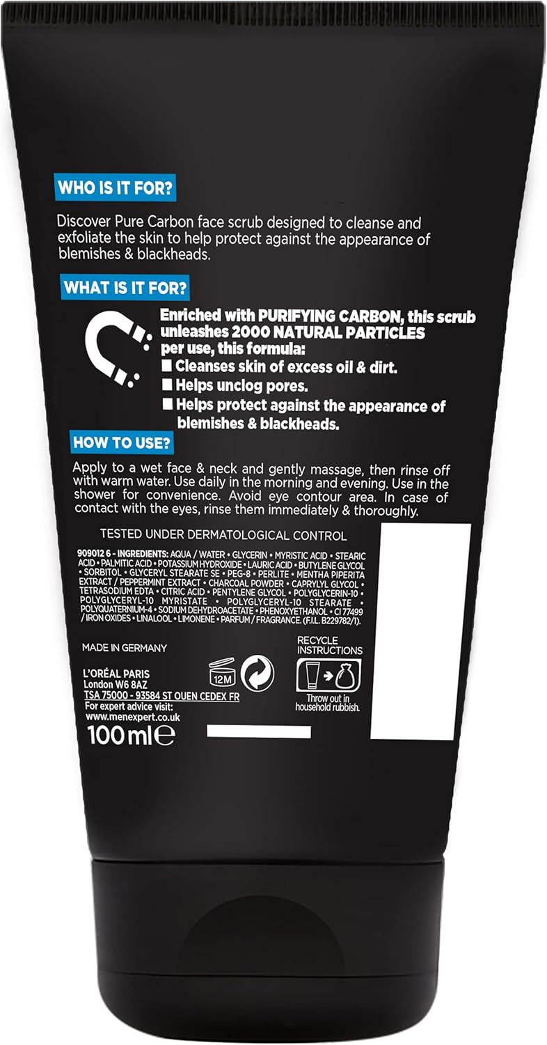 Loreal Paris Men Expert Pure Carbon Anti Blackhead Daily Face Scrub 100ml